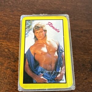 Vintage Mini Card Deck Florida Beefcake Shirtless Man Playing Cards